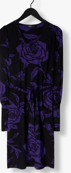 paarse jansen amsterdam mini jurk vbf501 jersey print dress with v-neck
