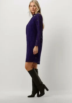paarse jansen amsterdam mini jurk lc587 dress lace long sleeves