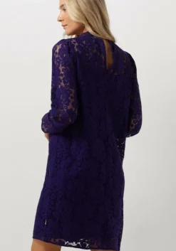 paarse jansen amsterdam mini jurk lc587 dress lace long sleeves