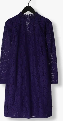 paarse jansen amsterdam mini jurk lc587 dress lace long sleeves