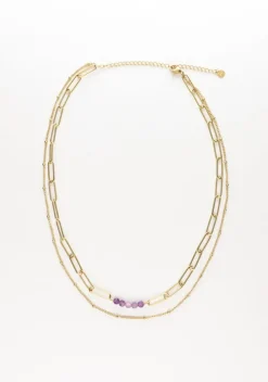 paarse notre-v kettingen ketting dubbel chain