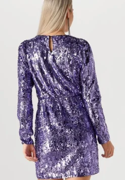 paarse selected femme mini jurk slfari-colyn ls short sequins