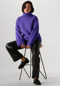 paarse selected femme trui slfgabella ls knit high-neck