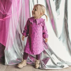 paarse your wishes mini jurk antique flower collar dress