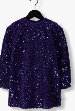 paarse your wishes mini jurk sequin mesh dress