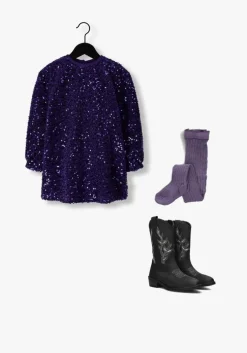 paarse your wishes mini jurk sequin mesh dress