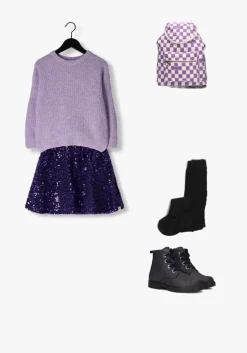 paarse your wishes minirok sequin mesh wide skirt