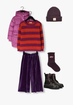 paarse yuki kidswear trui stripes knitted sweater