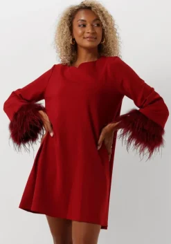 rode ana alcazar mini jurk dress feathers