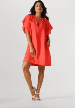 rode by-bar mini jurk vina linen dress