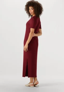 rode calvin klein maxi jurk a- modal rib ss dress