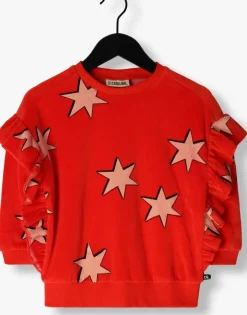 rode carlijnq sweater stars- girls sweater ruffled