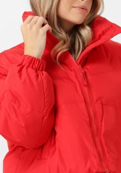 rode co'couture gewatteerde jas frosty crop purr jacket