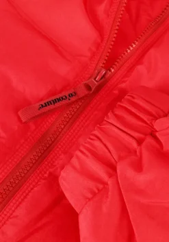 rode co'couture gewatteerde jas frosty crop purr jacket