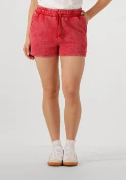 rode colourful rebel korte broek uni logo acid wash sweat short