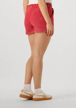 rode colourful rebel korte broek uni logo acid wash sweat short