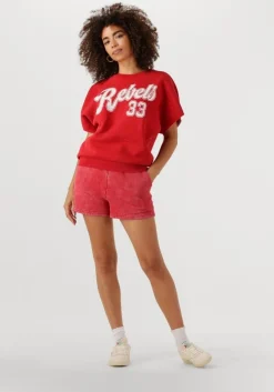 rode colourful rebel korte broek uni logo acid wash sweat short