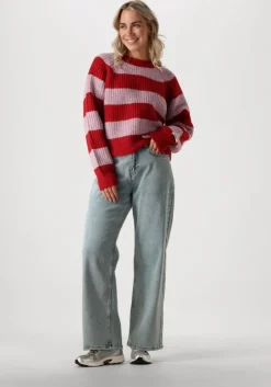 rode colourful rebel trui kinza striped knitted sweater