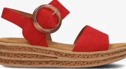 rode gabor platte sandalen 550.2