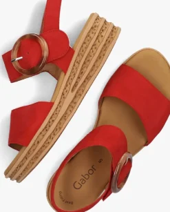 rode gabor platte sandalen 550.2
