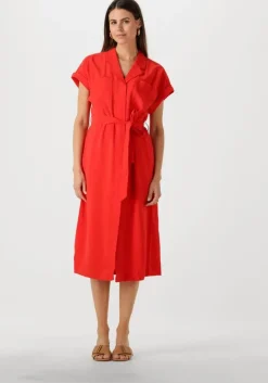 rode msch copenhagen midi jurk mschimila selia ss dress