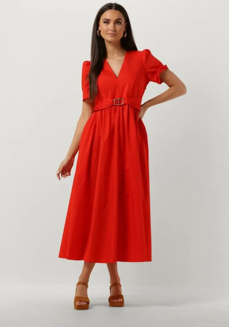 rode twinset milano midi jurk woven dress