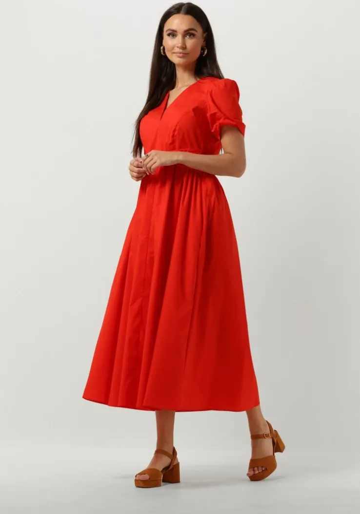 rode twinset milano midi jurk woven dress