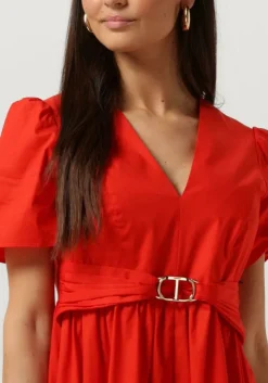 rode twinset milano midi jurk woven dress