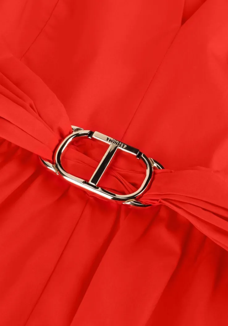 rode twinset milano midi jurk woven dress