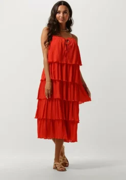 rode y.a.s. midi jurk yasfilippa strap midi dress