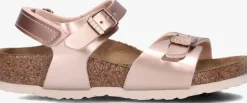 roségouden birkenstock platte sandalen rio as kids