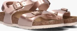 roségouden birkenstock platte sandalen rio as kids