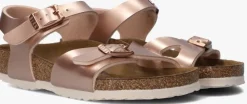 roségouden birkenstock platte sandalen rio kids