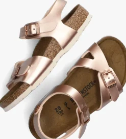 roségouden birkenstock platte sandalen rio kids