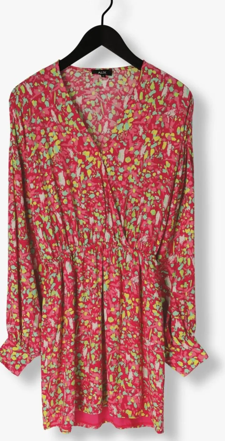 roze alix the label mini jurk ladies woven floral wrap dress