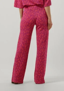 roze alix the label wijde broek ladies knitted wide leg jacquard pants