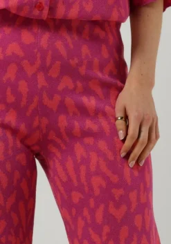 roze alix the label wijde broek ladies knitted wide leg jacquard pants
