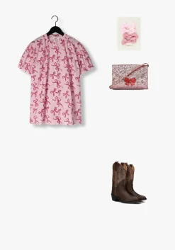 roze call me frankie mini jurk bow dress