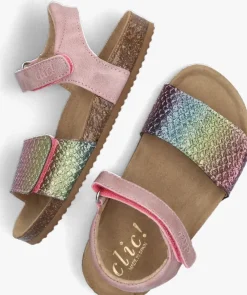 roze clic! platte sandalen cl-grass