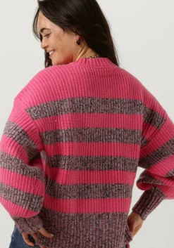 roze co'couture trui row melange stripe knit