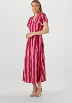 roze colourful rebel maxi jurk ava striped real wrap maxi dress ss