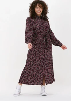 roze colourful rebel midi jurk kera small flower maxi shirt dress