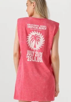 roze colourful rebel mini jurk tropical beach tour acid wash padded dress sl