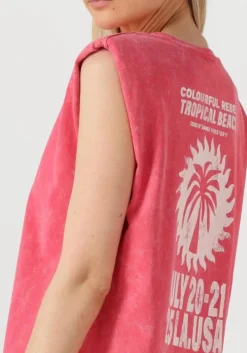 roze colourful rebel mini jurk tropical beach tour acid wash padded dress sl