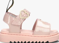 roze dr martens platte sandalen marlowe hearts k