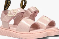 roze dr martens platte sandalen marlowe hearts k
