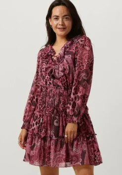 roze guess mini jurk ls lace up flared lucy dress