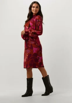 roze jansen amsterdam mini jurk wfp598 dress print with smocked turtle neck