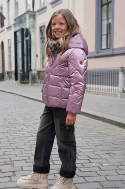 roze like flo gewatteerde jas ashley flo girls hooded jacket