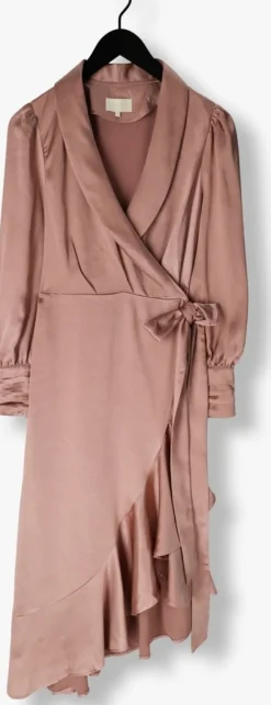 roze notre-v midi jurk nv-dorissa satin dress